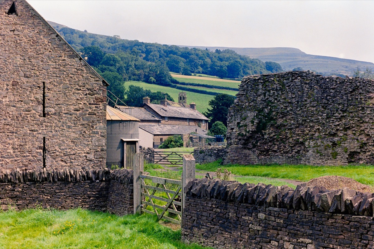 Stone farmhouses and dry stone walls, Brecon Beacons countryside